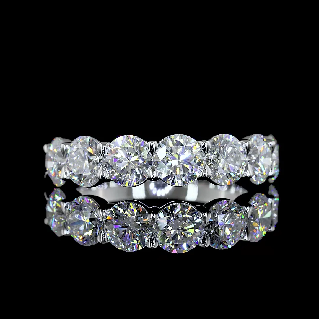 3.04 Cts 14k White Gold Round Shape 7 Stones Eternity Band - Video