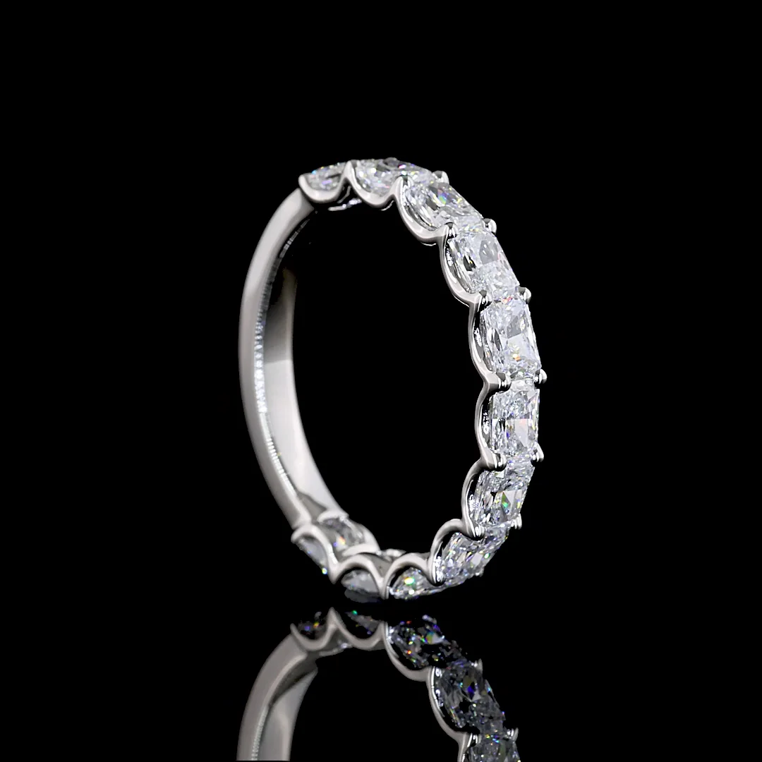 1.29 Cts Platinum Radiant Shape 3/4 Band Eternity Band - Image 2