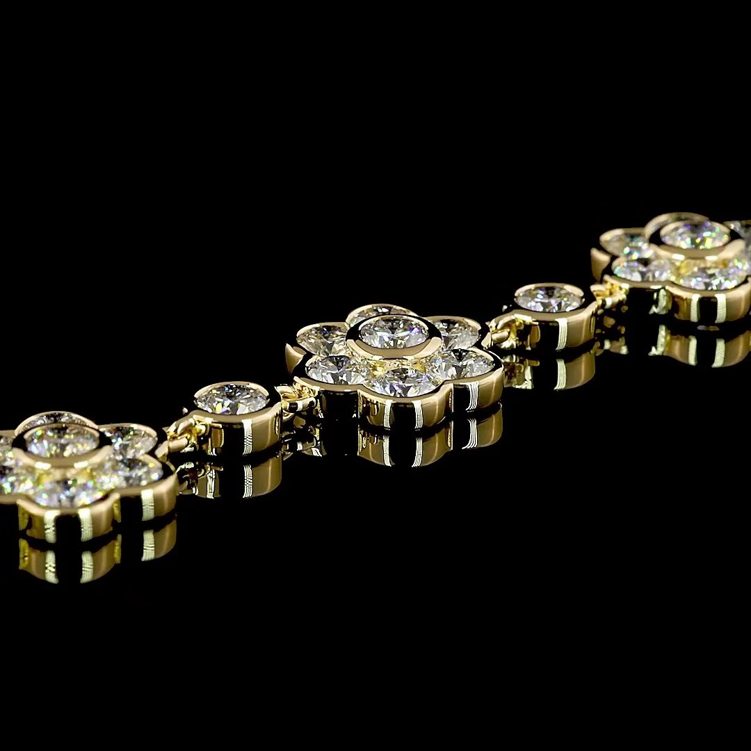 7.44 Cts 18k Yellow Gold Round Shape Station Bracelet - Image 2