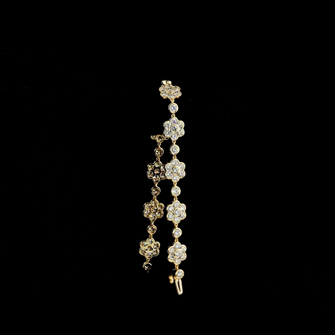 7.44 Cts 18k Yellow Gold Round Shape Station Bracelet - Image 3