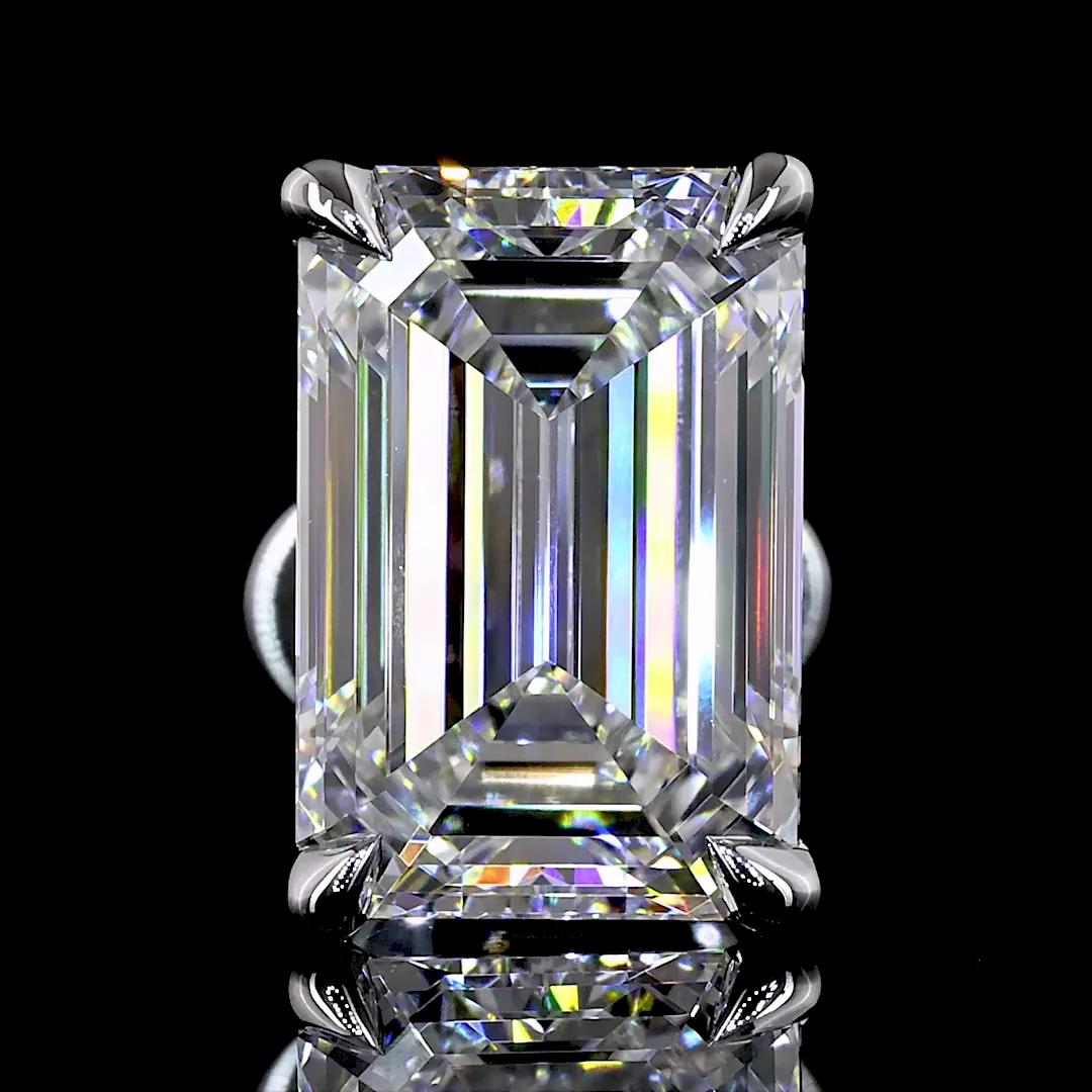 4.09 Cts 14k White Gold Emerald Shape Studs Earring - Image 3