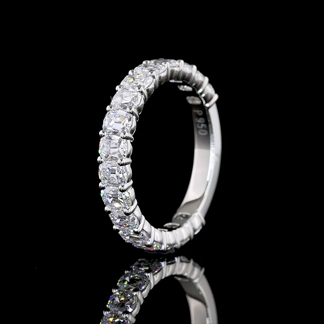 1.76 Cts Platinum Antique Cushion Shape 3/4 Band Eternity Band - Image 4