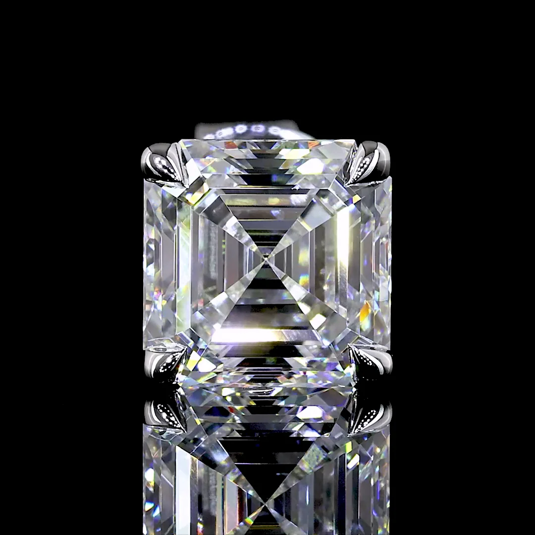 2.49 Cts 14k White Gold Square Emerald Shape Studs Earring - Image 3