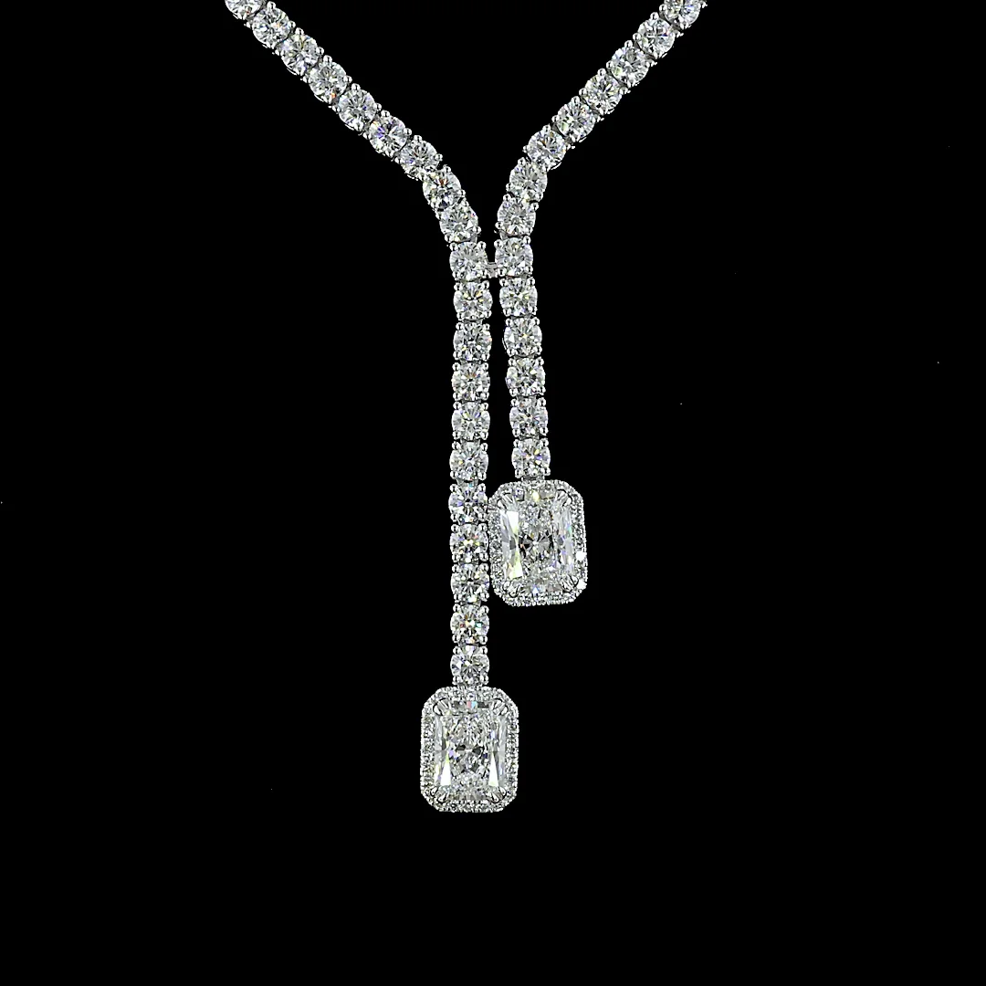 14.7 Cts 14k White Gold Mix Shape Lariat Necklace - Image 3