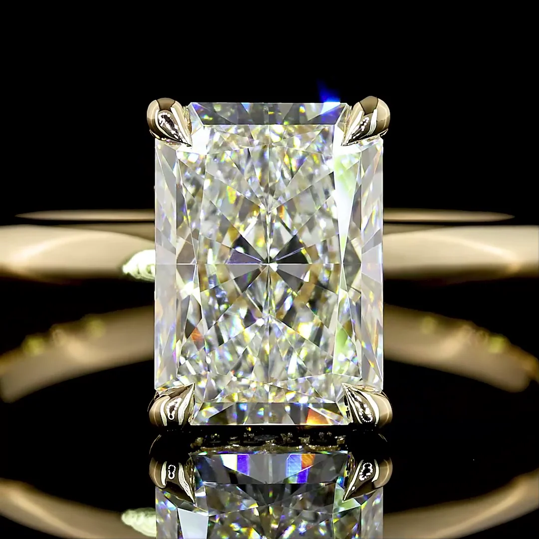 2.15 Cts 14k Yellow Gold Radiant Shape Hidden Halo Ring - Image 3