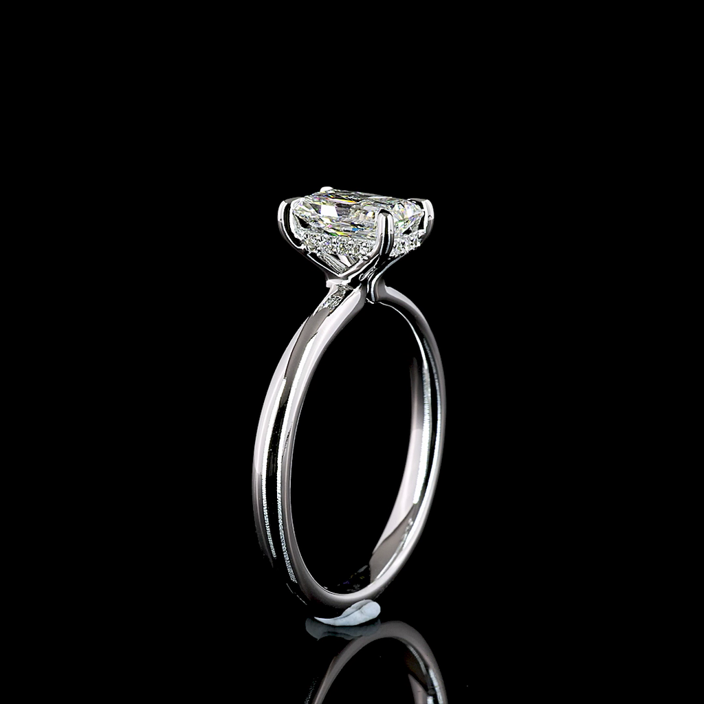 1.05 Cts 14k White Gold Radiant Shape Hidden Halo Ring - Image 4