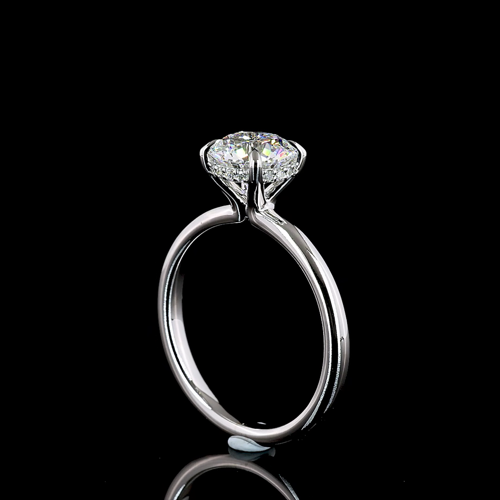 1.56 Cts 14k White Gold Round Shape Hidden Halo Ring - Image 2