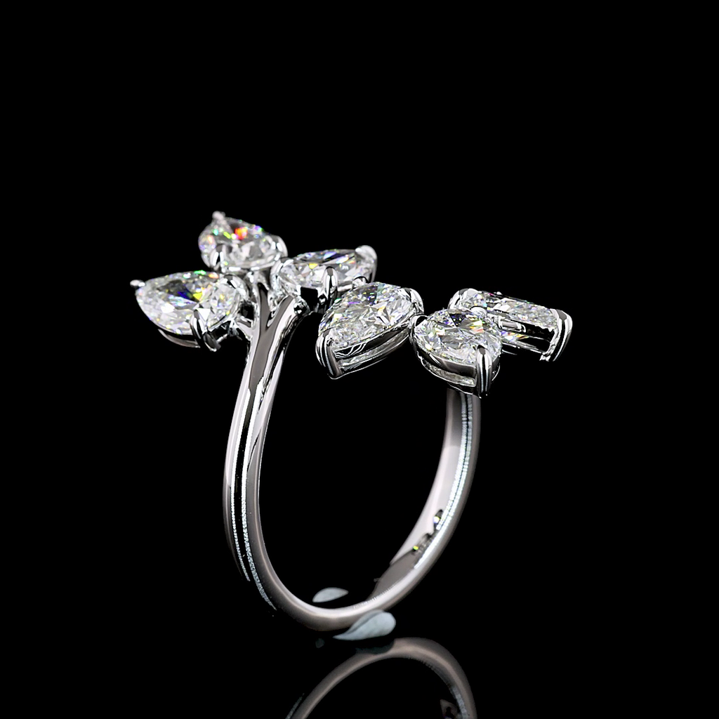 3.06 Cts 14k White Gold Pear Shape Special Ring - Image 4