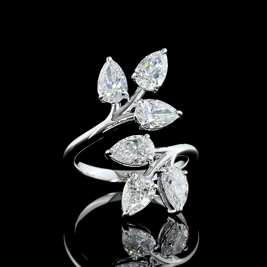 3.06 Cts 14k White Gold Pear Shape Special Ring - Video