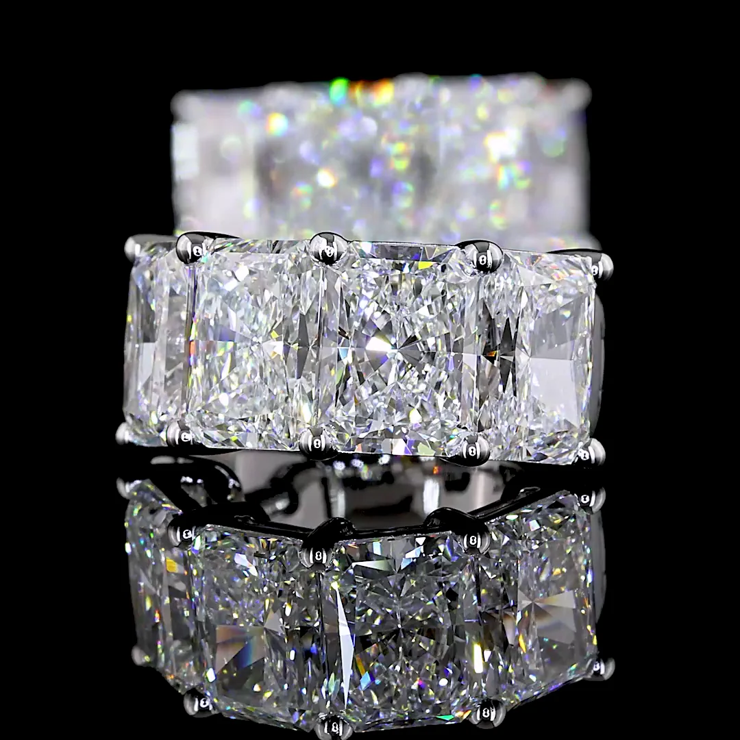 6.03 Cts 14k White Gold Radiant Shape Huggies Earring - Image 4