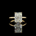 4.21 Cts 14k Yellow Gold Radiant Shape Hidden Halo Ring - Video