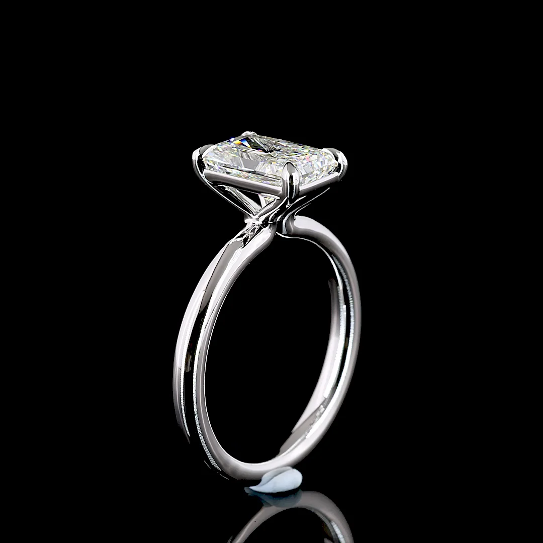2.11 Cts 14k White Gold Radiant Shape Solitaire Ring - Image 4