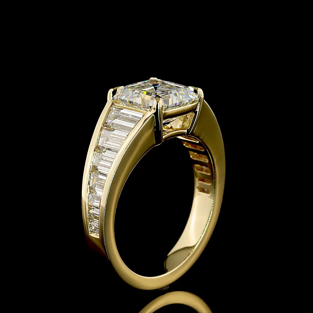 4.92 Cts 14k Yellow Gold Asscher Shape Special Ring - Image 4