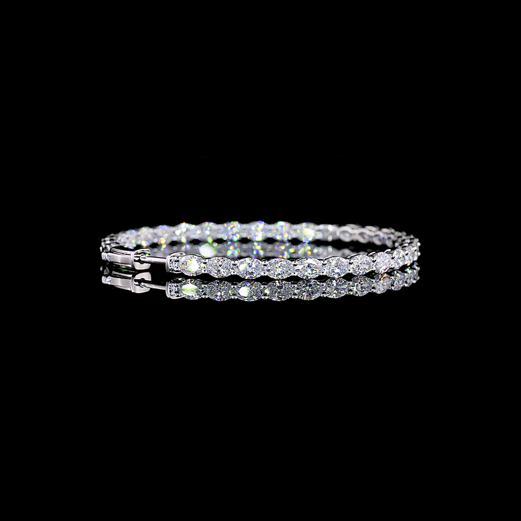6.22 Cts 14k White Gold Oval Shape Hoops Earring - Image 2