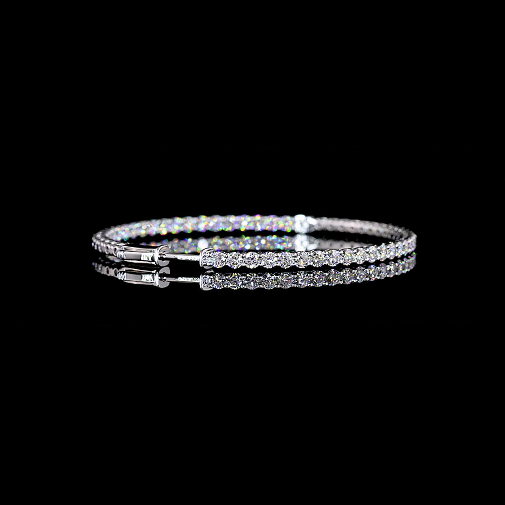 3.84 Cts 14k White Gold Round Shape Hoops Earring - Image 2