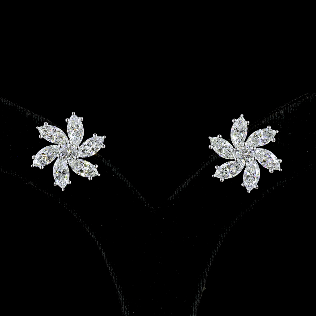 6.03 Cts 14k White Gold Mix Shape Studs Earring - Image 2