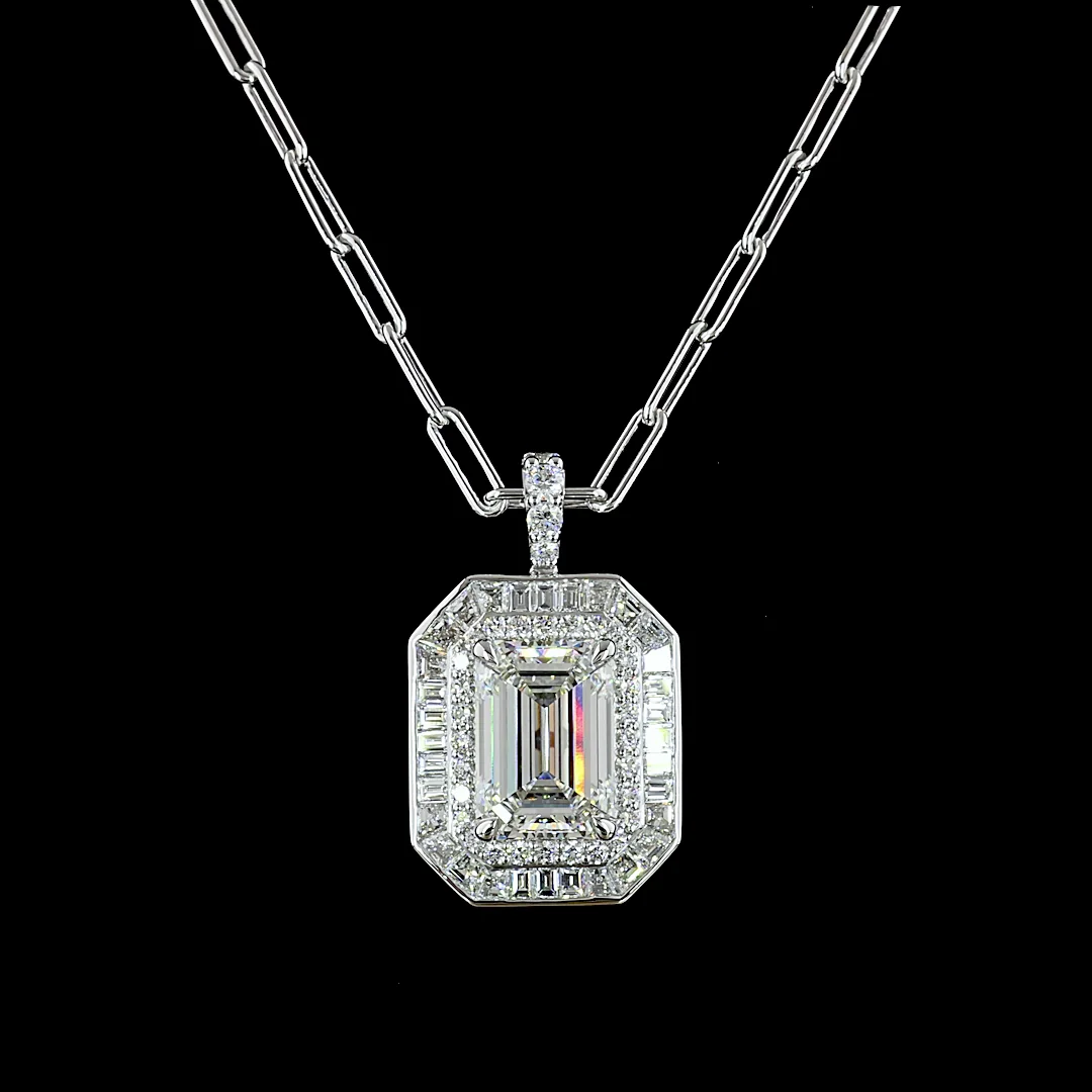 6.78 Cts 9k White Gold - 14k White Gold Mix Shape Pendant Pendant - Image 3