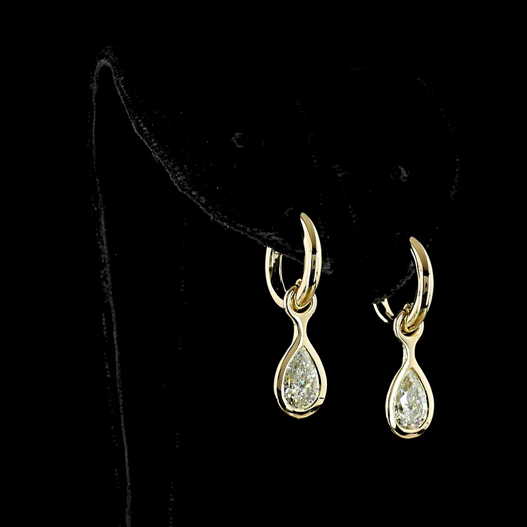 2.01 Cts 14k Yellow Gold Pear Shape Hanging Earring - Image 2