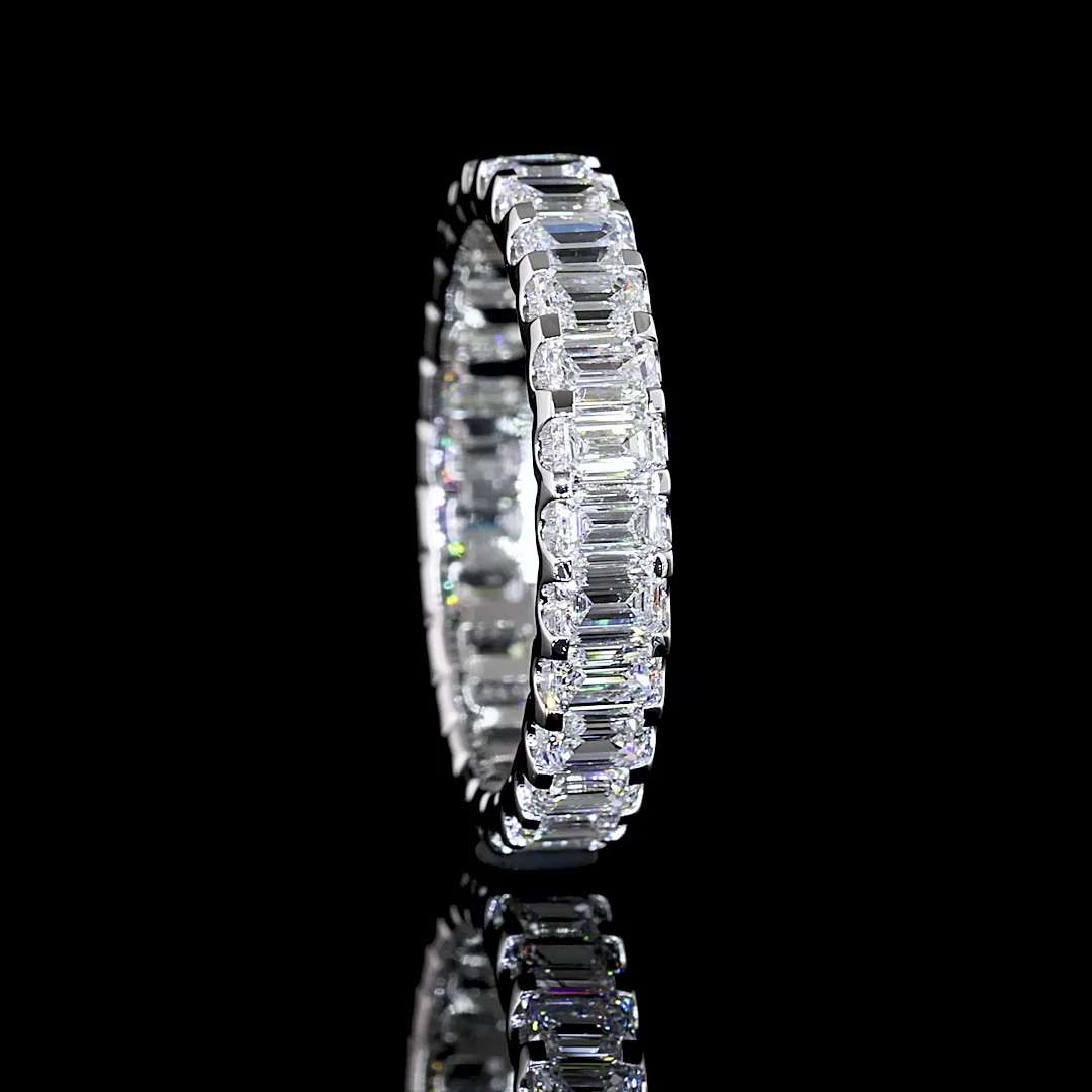 2.62 Cts 14k White Gold Emerald Shape Eternity Band Eternity Band - Image 2