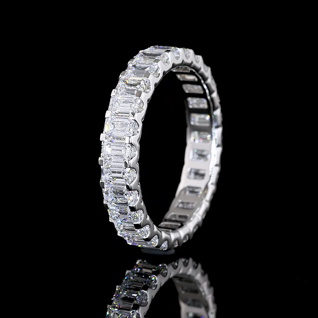 2.62 Cts 14k White Gold Emerald Shape Eternity Band Eternity Band - Image 4
