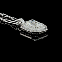 6.76 Cts 9k White Gold - 14k White Gold Emerald Shape Pendant Pendant - Image 2