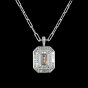 6.76 Cts 9k White Gold - 14k White Gold Emerald Shape Pendant Pendant - Image 3