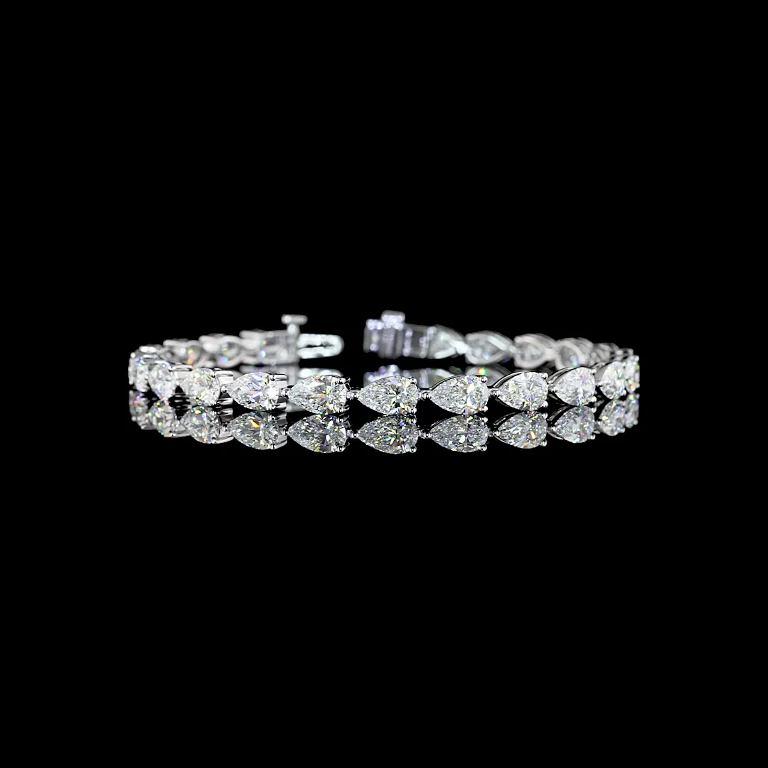 12.24 Cts 14k White Gold Pear Shape Tennis Bracelet - Video