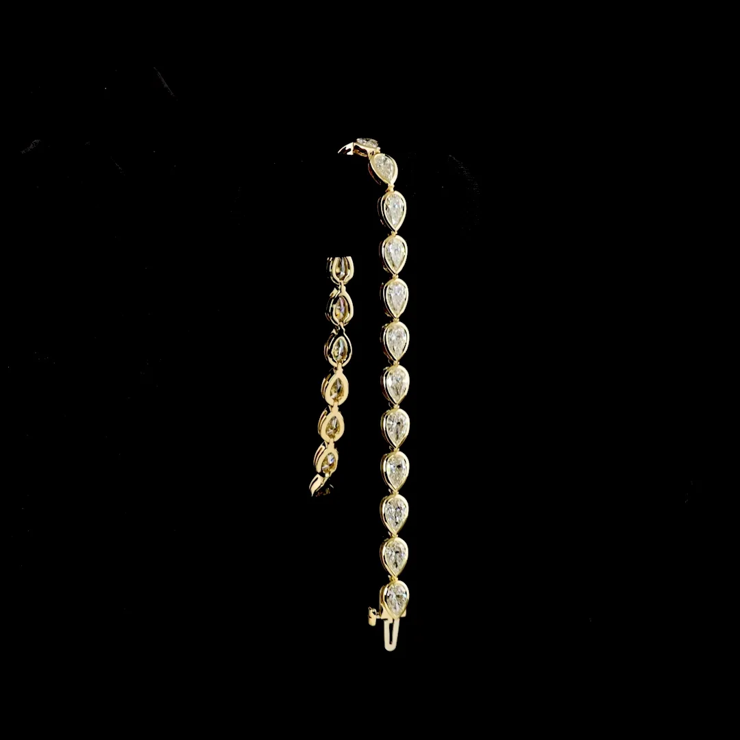 7.62 Cts 14k Yellow Gold Pear Shape Tennis Bracelet - Image 3