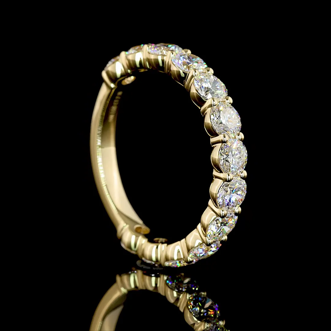 2.16 Cts 14k Yellow Gold Round Shape 3/4 Band Eternity Band - Image 2