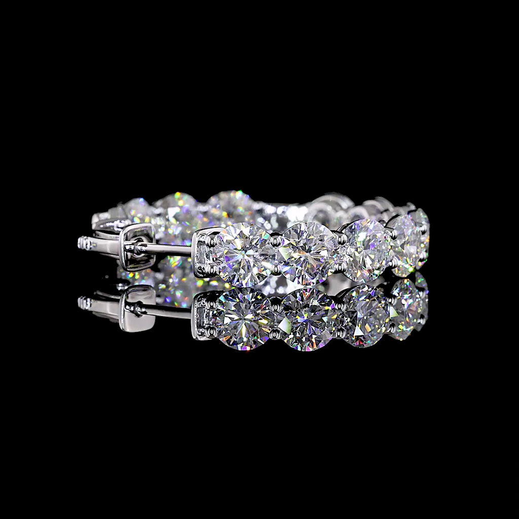 12.17 Cts 14k White Gold Round Shape Hoops Earring - Image 2