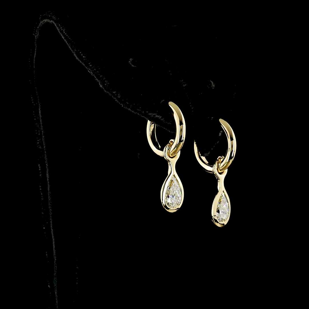 1.56 Cts 14k Yellow Gold Pear Shape Hanging Earring - Image 2