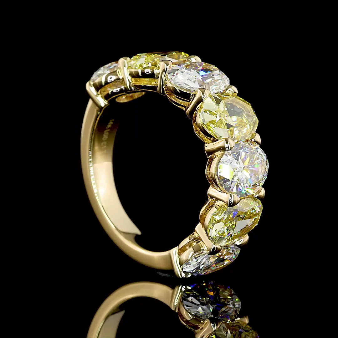 7.92 Cts 14k Yellow Gold Oval Shape 7 Stones Eternity Band - Image 2