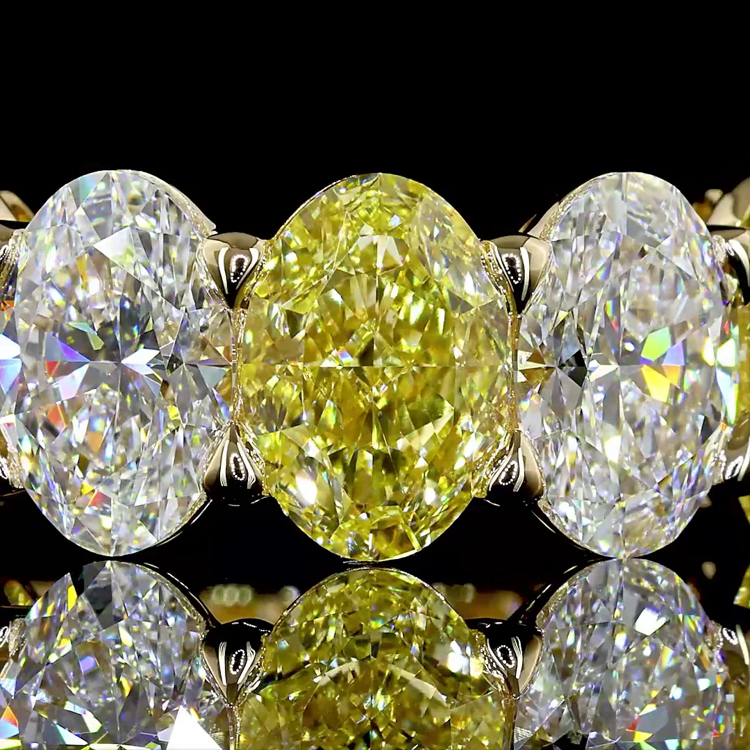 7.92 Cts 14k Yellow Gold Oval Shape 7 Stones Eternity Band - Image 3