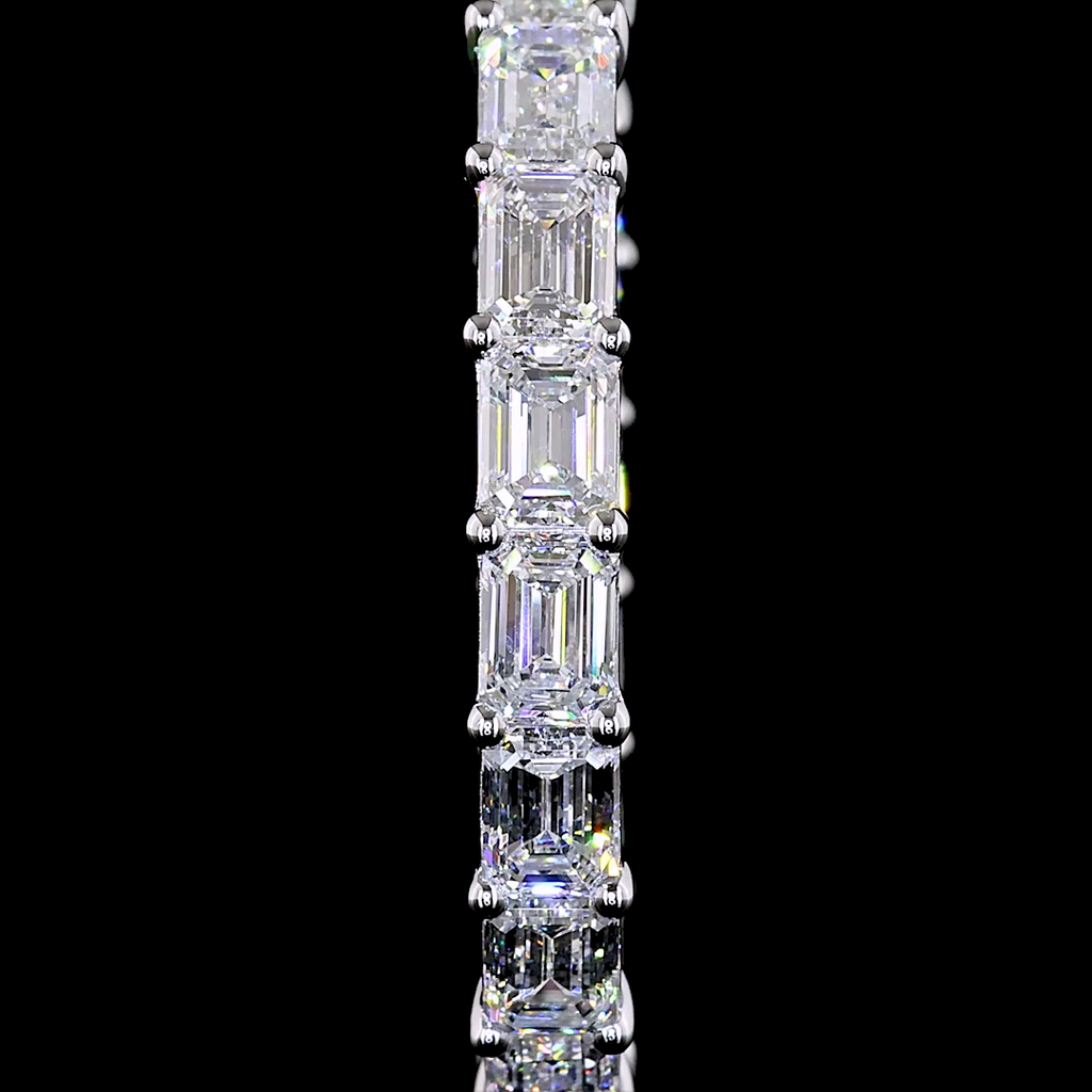 11.56 Cts 14k White Gold Emerald Shape Hoops Earring - Image 3