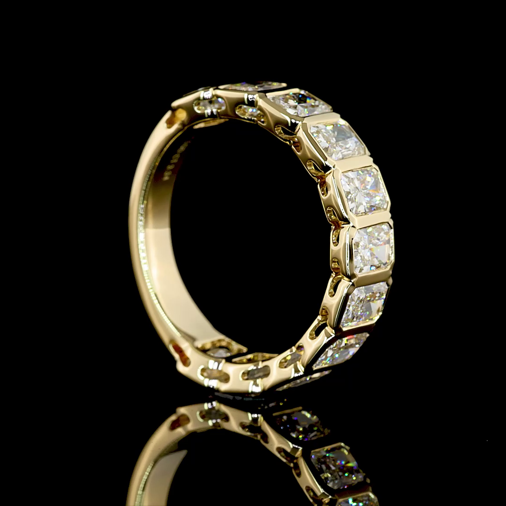3.34 Cts 14k Yellow Gold Radiant Shape 3/4 Band Eternity Band - Image 2