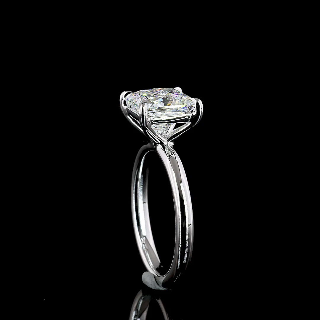 3.04 Cts 14k White Gold Princess Shape Solitaire Ring - Image 2
