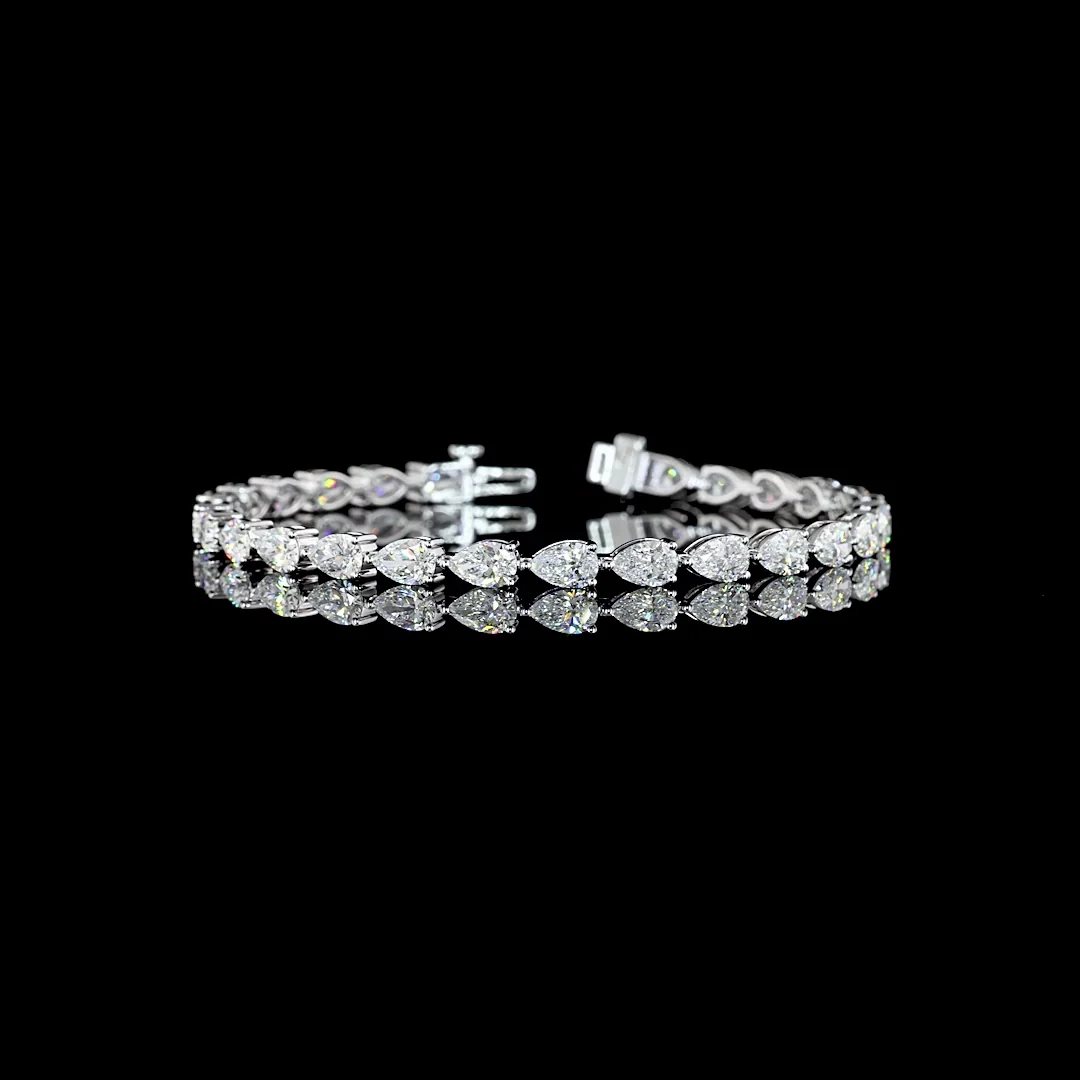 9.21 Cts 14k White Gold Pear Shape Tennis Bracelet - Video