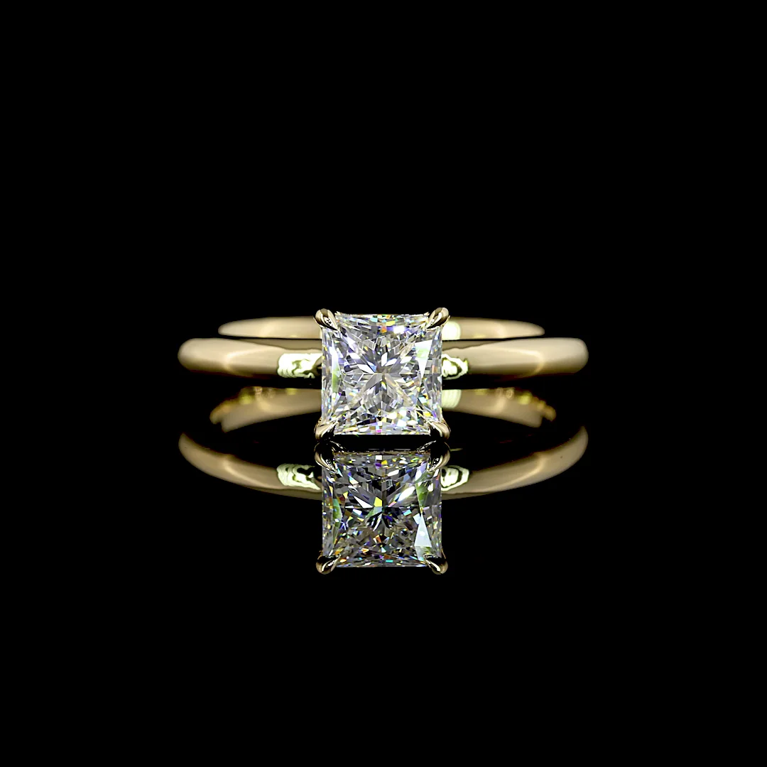 1.01 Cts 14k Yellow Gold Princess Shape Solitaire Ring - Video
