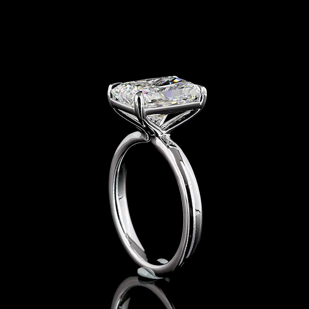 4.14 Cts 14k White Gold Radiant Shape Solitaire Ring - Image 2