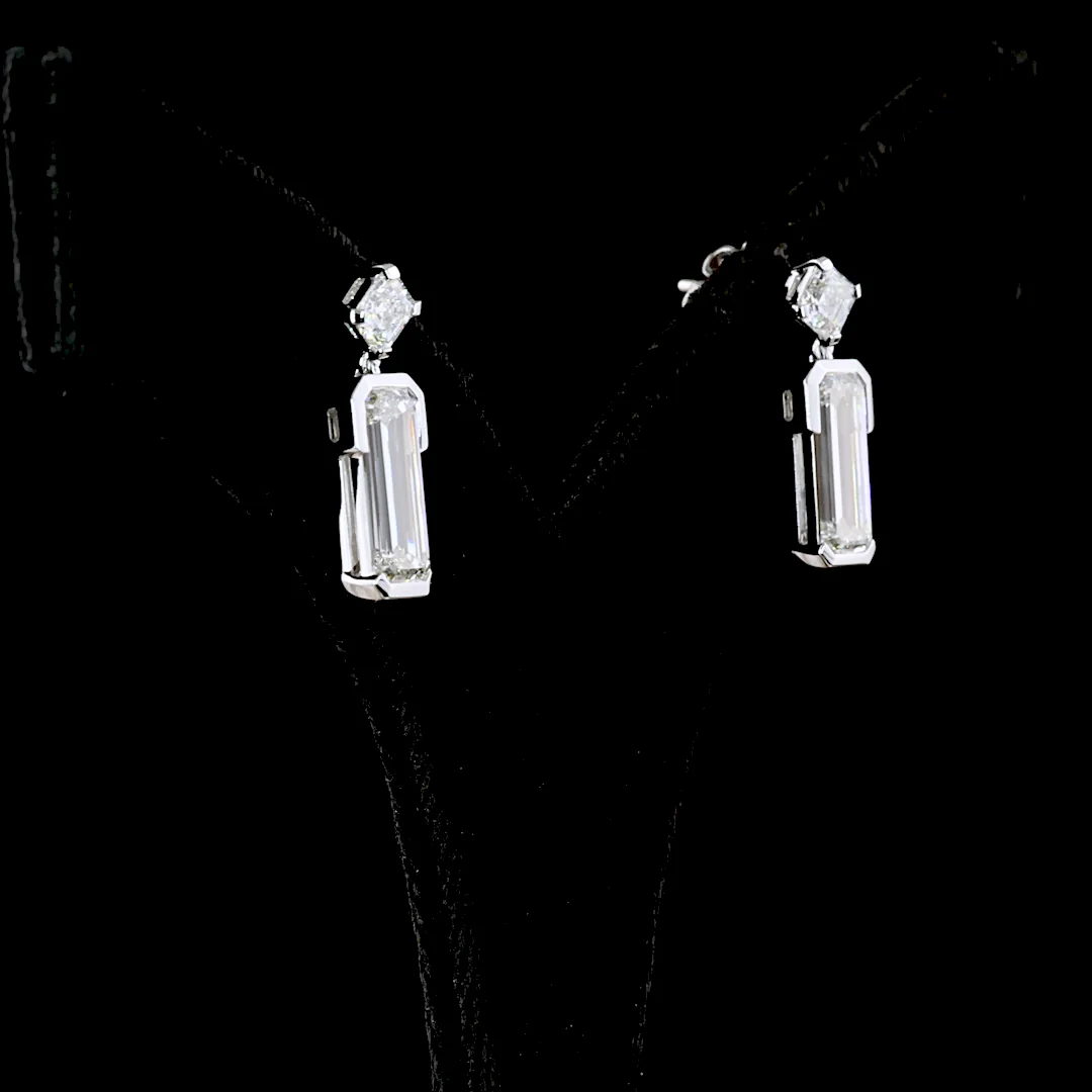 4.79 Cts 14k White Gold Mix Shape Hanging Earring - Image 4