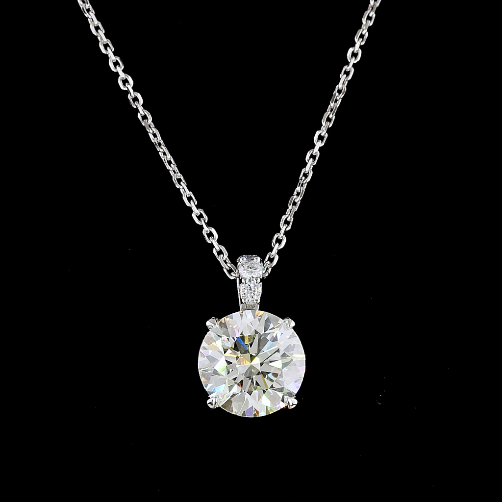 2.15 Cts 14k White Gold Round Shape Pendant Pendant - Image 3