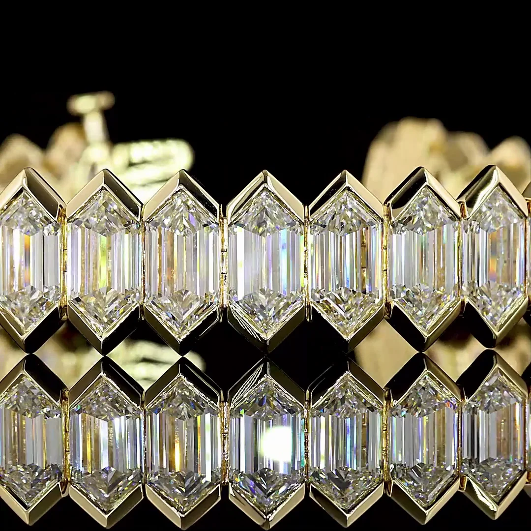 37.72 Cts 14k White Gold Step Marquise Shape Tennis Bracelet - Image 2