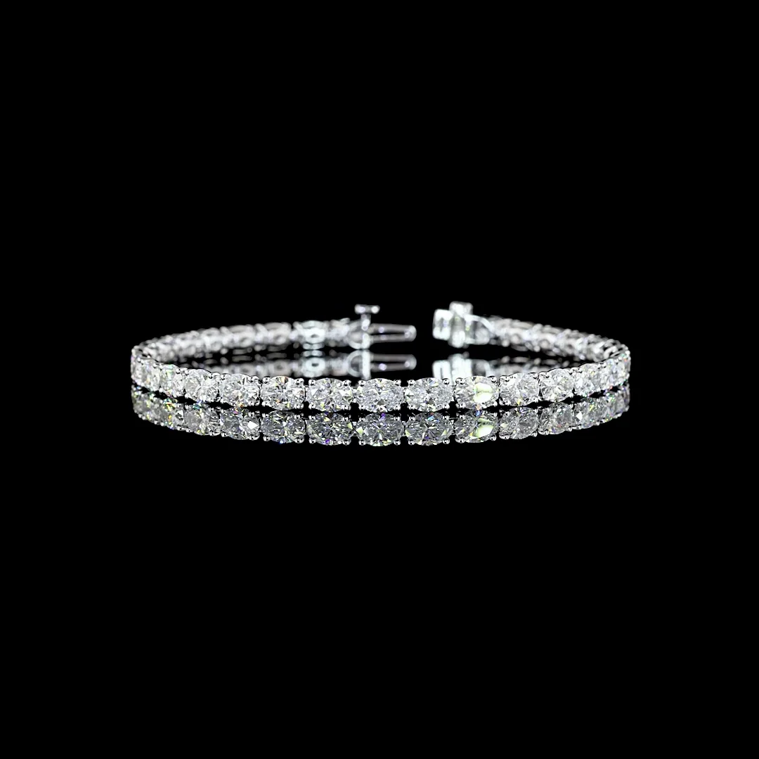 10.54 Cts 14k White Gold Oval Shape Tennis Bracelet - Video