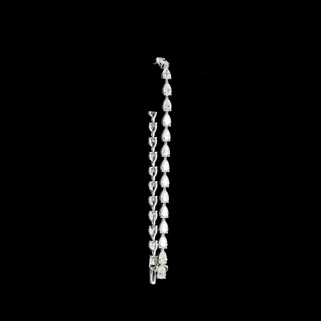 6.52 Cts 14k White Gold Pear Shape Tennis Bracelet - Image 3