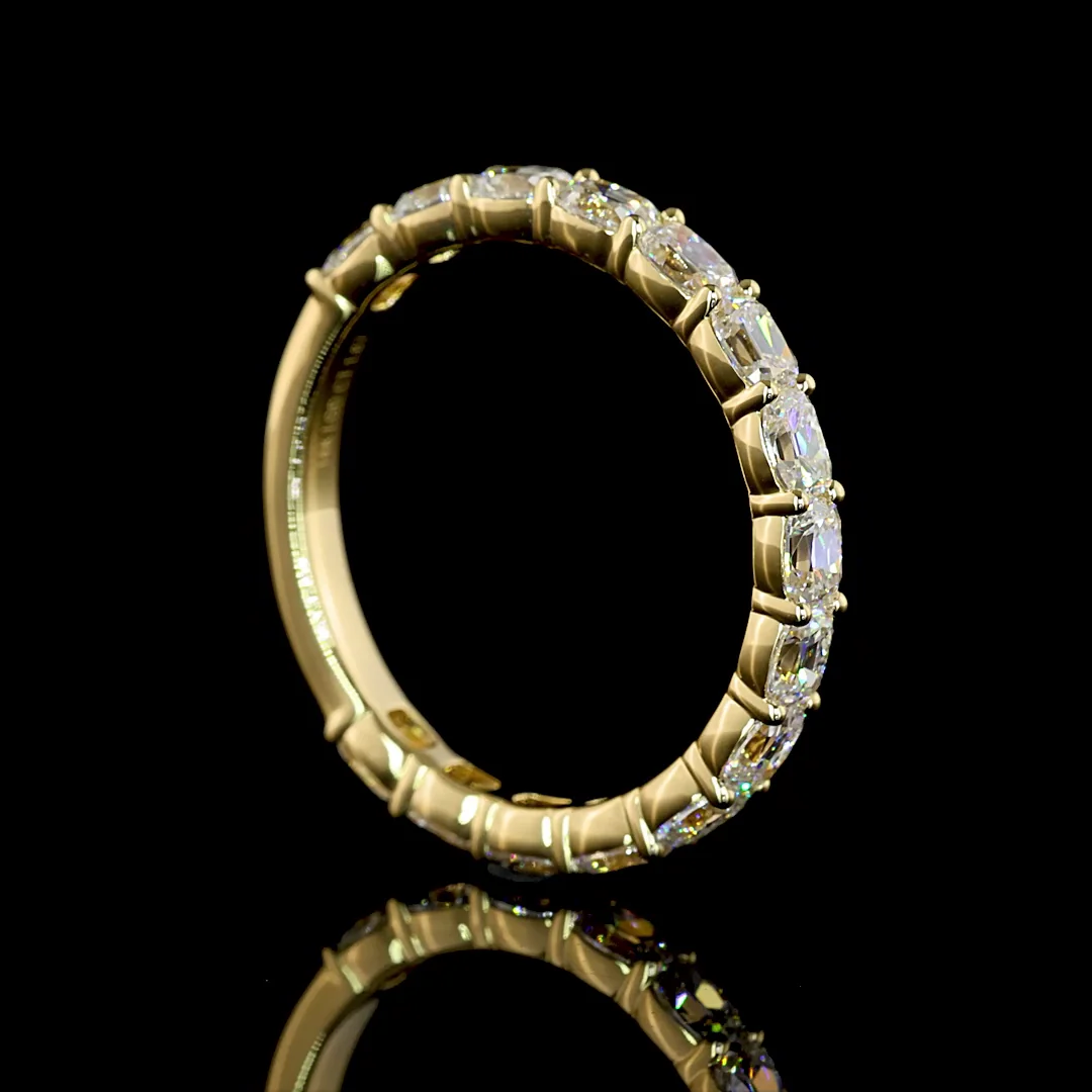 1.67 Cts 14k Yellow Gold Antique Cushion Shape 3/4 Band Eternity Band - Image 2