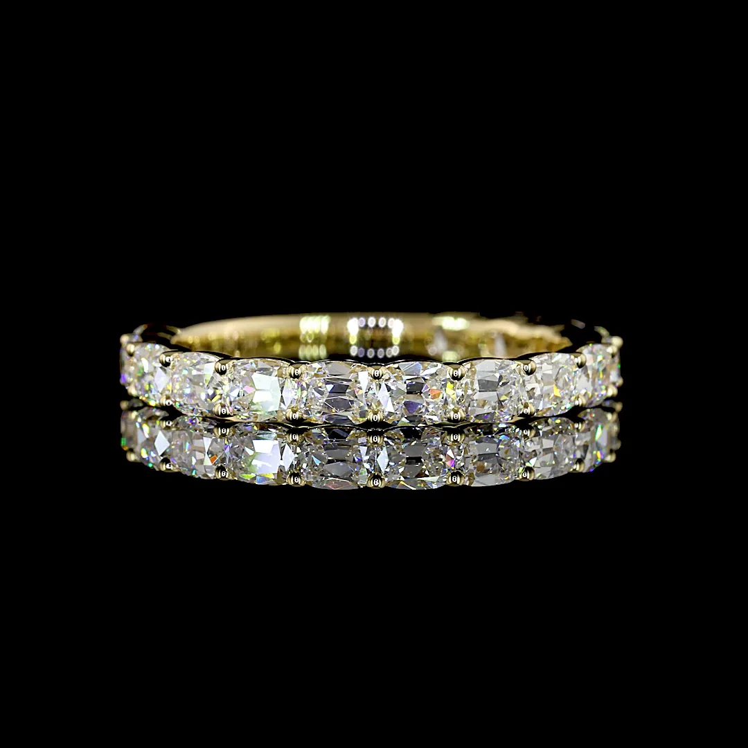 1.67 Cts 14k Yellow Gold Antique Cushion Shape 3/4 Band Eternity Band - Video