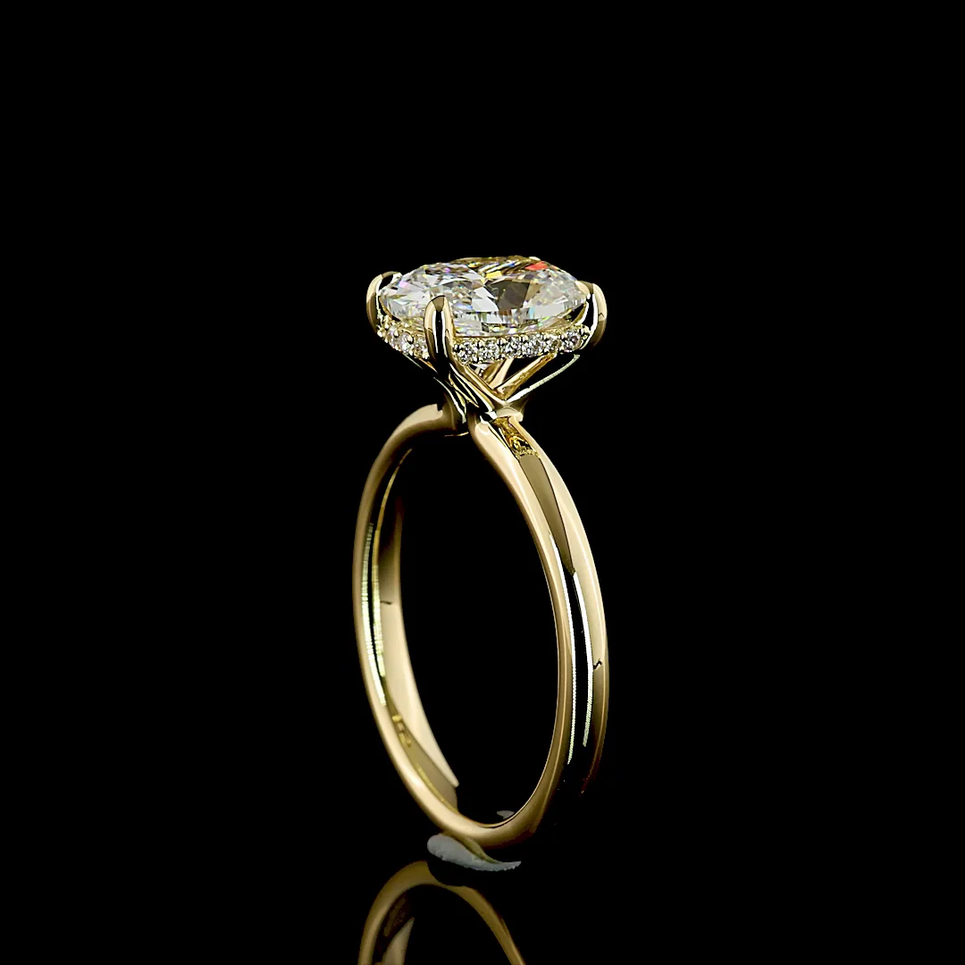 2.1 Cts 14k Yellow Gold Cushion Brilliant Shape Hidden Halo Ring - Image 2