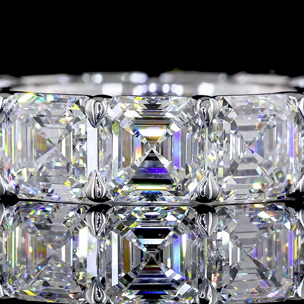 13.09 Cts 14k White Gold Asscher Shape Eternity Band Eternity Band - Image 3
