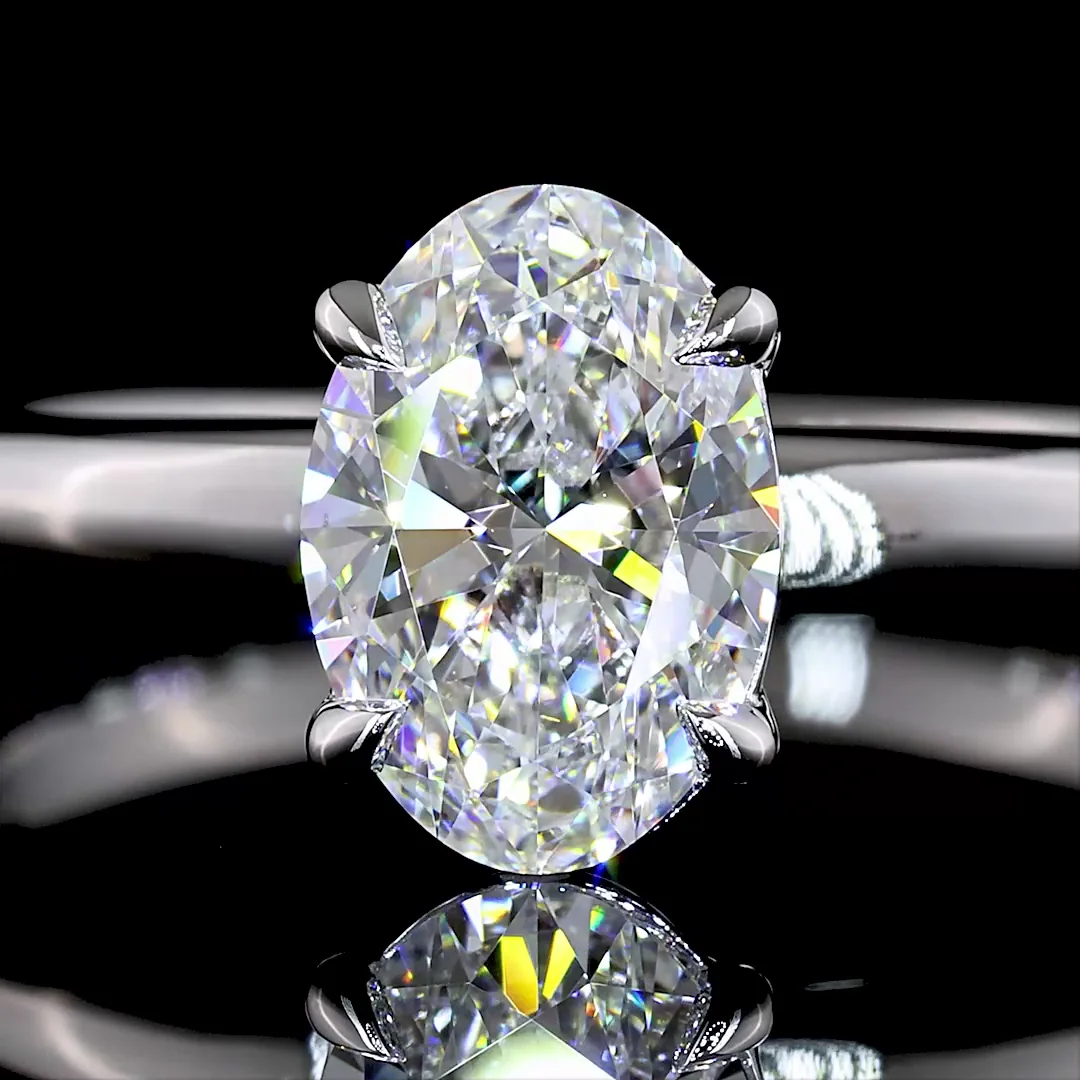 1.03 Cts 14k White Gold Oval Shape Solitaire Ring - Image 3