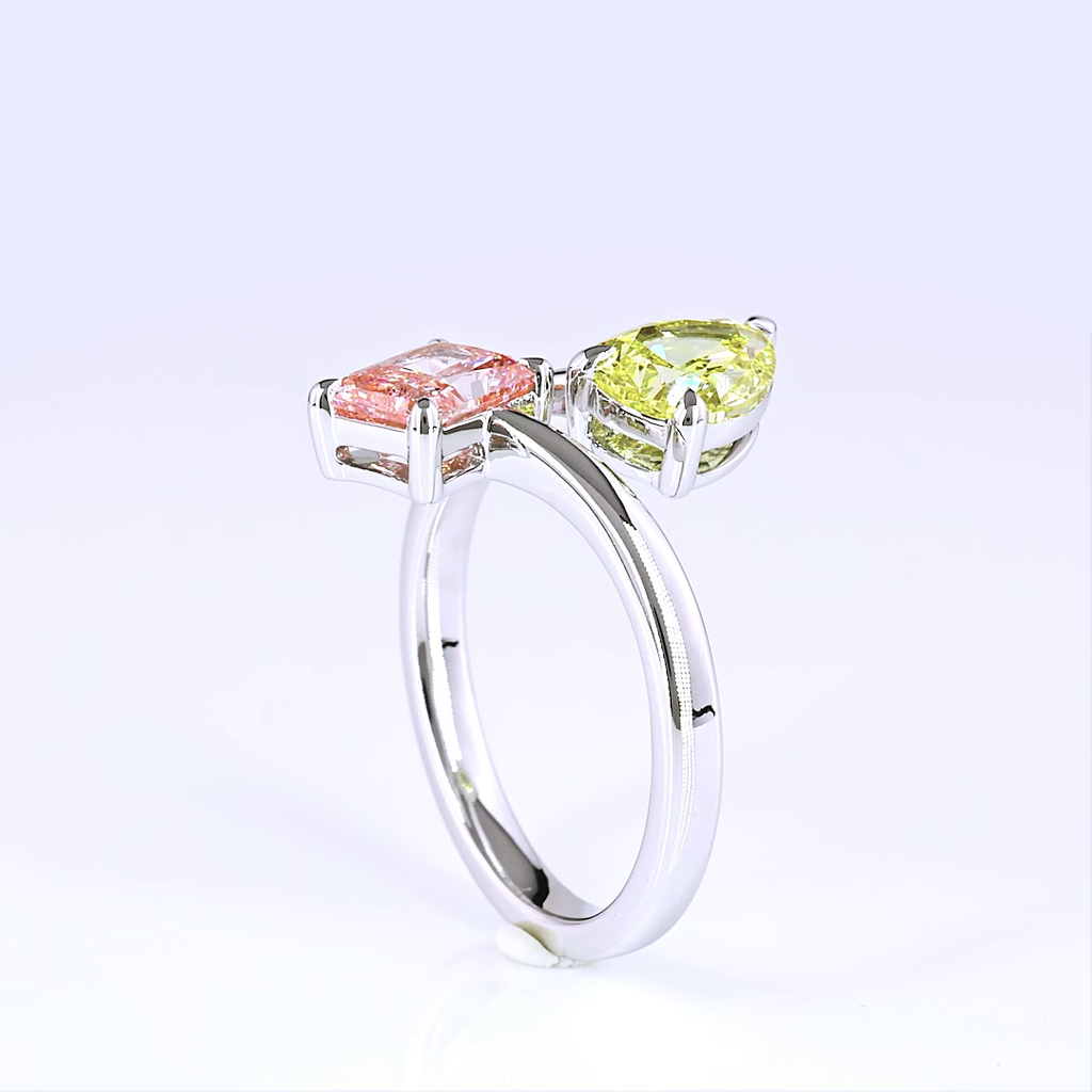 2.52 Cts 14k White Gold Mix Shape Special Ring - Image 2